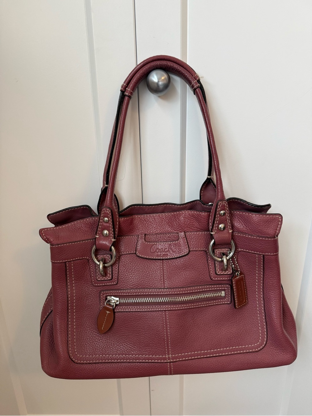 Vintage Coach Penelope Mauve Pink Pebbled Leather Shoulder Tote Bag F14686